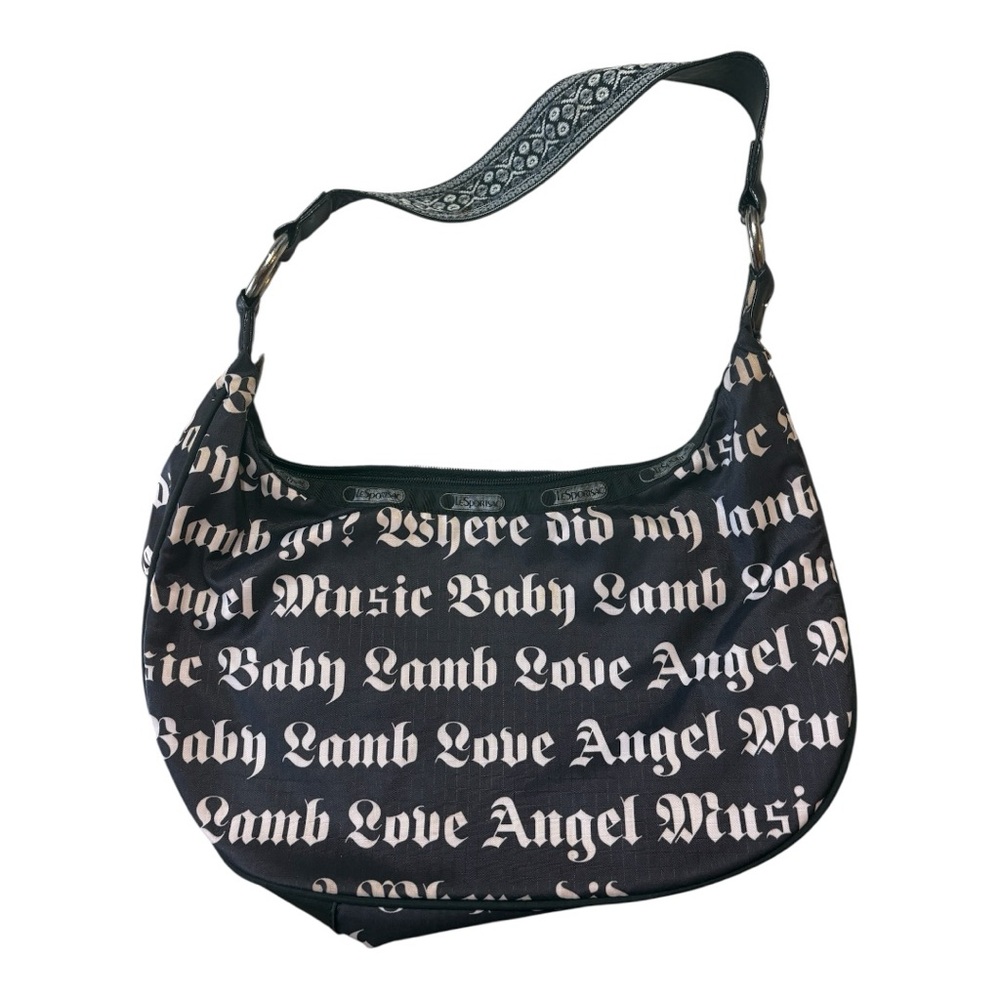 Rare Lesportsac Black and White Printed Hobo Bag | Gwen Stefani